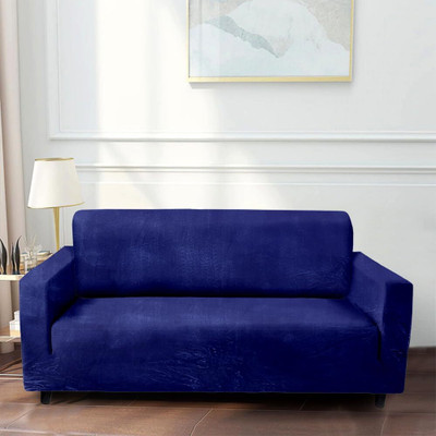 Pinkleaf Velvet Plain 3 Seater Sofa Cover(Elastic Stretchable Velvet Fully Covered Sofa cover for 3 seater & 2 seater sofa Pack of 1)