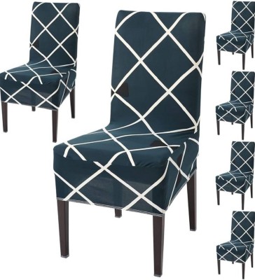 VARIKSH HOMES Polycotton Geometric Chair Cover(blue Pack of 6)