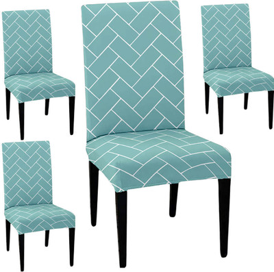 LAZI Polycotton 1 Seater Chair Geometric Cover(Pack of 4 Green)