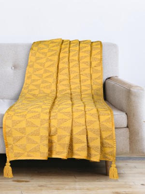 Saral Home Polyester Geometric Sofa Cover(YELLOW Pack of 1)