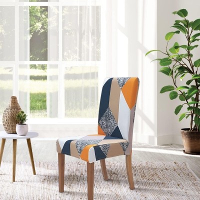 VARIKSH HOMES Polycotton Geometric Chair Cover(Orange Pack of 6)