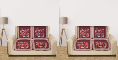 RRC Velvet 4 Seater Sofa Floral Cover(Pack of 4 Red)