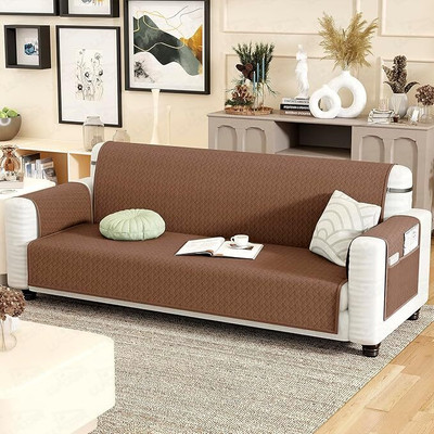 lukzer Polyester Plain 1 Seater Sofa Cover(Quilted Walnut Pack of 1)