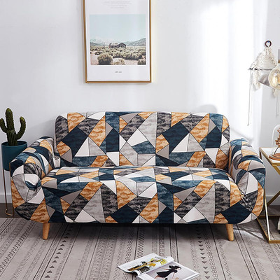 tansh Polyester Geometric 3+1+1 Seater Sofa Cover(Brown Pack of 3)