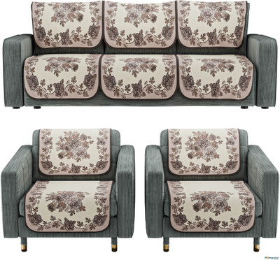 HOMESTIC Cotton Floral 3+1+1 Seater Sofa Cover(Brown Pack of 10)