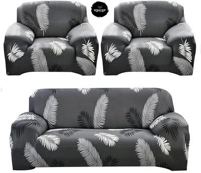 Spincraft Homes Polyester Geometric 3+1+1 Seater Sofa Cover(GREY Pack of 3)