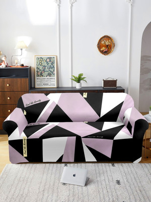 Cortina Polyester Abstract 3 Seater Sofa Cover(Purple Pack of 1)