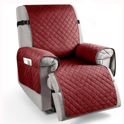 Cortina Polyester 1 Seater Sofa Geometric Cover(Pack of 1 Reversible Solid Recliner Sofa Cover - Maroon)