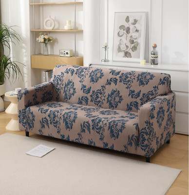 HOKiPO Polyester Damask 2 Seater Sofa Cover(Light Coffee Lotus Damask Pack of 1)
