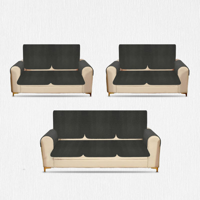 VHH Velvet 3+2+2 Seater Sofa Plain Cover(Pack of 1 Grey)