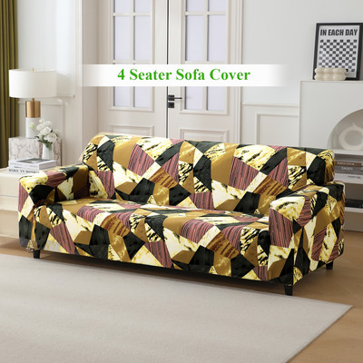 HOKiPO Polyester Geometric 4 Seater Sofa Cover(Multicolor Pack of 1)