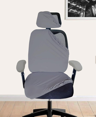 Eleganta Polyester Plain 2 Seater Chair Cover(Solid Grey Pack of 2)