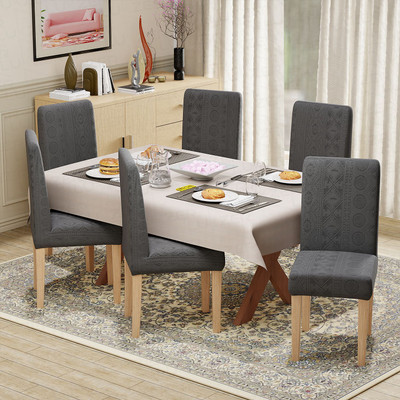 lukzer Jacquard 1 Seater Chair Plain Cover(Pack of 6 Pastel Dark Grey Tribal)