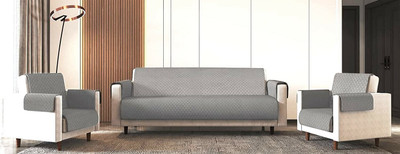 Fashion Throw Velvet 3+1+1 Seater Sofa Geometric Cover(Pack of 1 Grey)