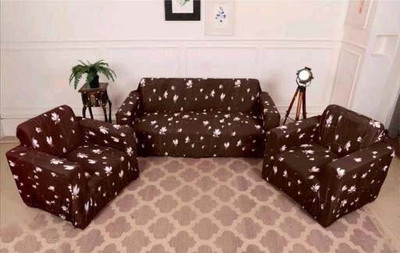Flipkart SmartBuy Polyester 3+1+1 Seater Sofa Floral Cover(Pack of 1 Brown)