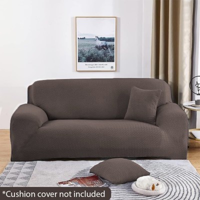 B BESTILO Polyester Plain 3 Seater Sofa Cover(Brown Pack of 1)