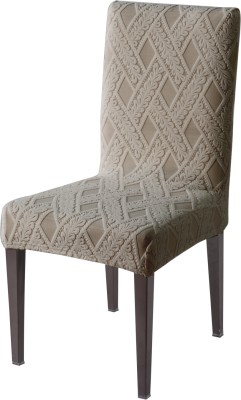 HOKiPO Jacquard Floral Chair Cover(Buff Brown Pack of 1)