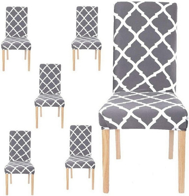 QUIRKYHUB Polycotton Geometric 6 Seater Chair Cover(grey Pack of 6)
