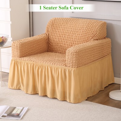 HOKiPO Polyester Plain Sofa Cover(Light Brown Pack of 1)