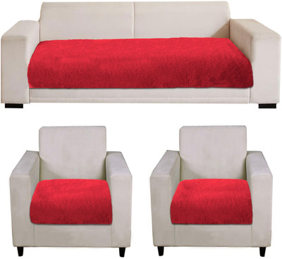 F i Polyester Plain 3+1+1 Seater Sofa Cover(Maroon Pack of 3)
