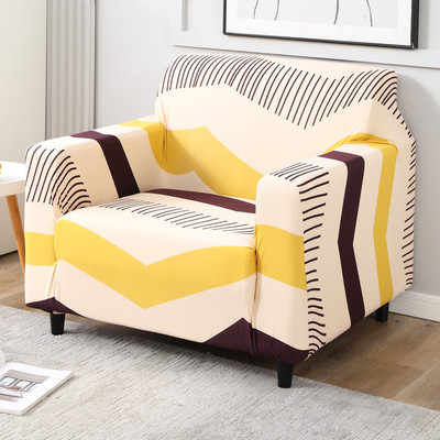 HOKiPO Polyester Striped 1 Seater Sofa Cover(Beige Pack of 1)