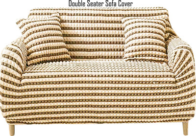 Magic Cover Polyester Striped 3 Seater Sofa Cover(Wine Pack of 1)