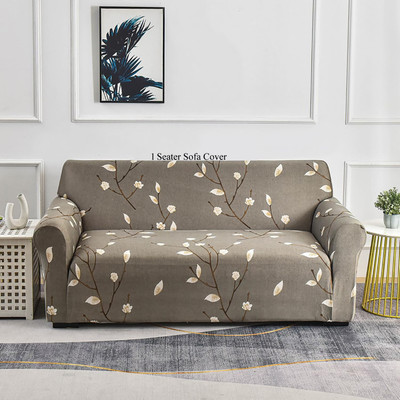 Magic Cover Polyester 1 Seater Sofa Plain Cover(Pack of 1 Brown)