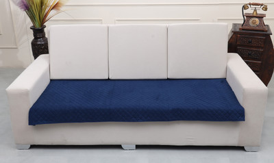 AAZEEM Velvet 3+2 Seater L-Shape Sofa Plain Cover(Pack of 1 Blue)