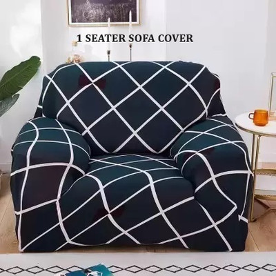TONY STARK Polycotton 1 Seater Sofa Striped Cover(Pack of 1 Blue)