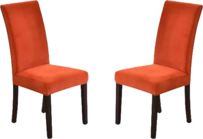 Roodra Creations Velvet Plain Chair Cover(Orange Pack of 2)