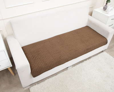 Fashion Throw Velvet 3 Seater Sofa Floral Cover(Pack of 1 Brown)