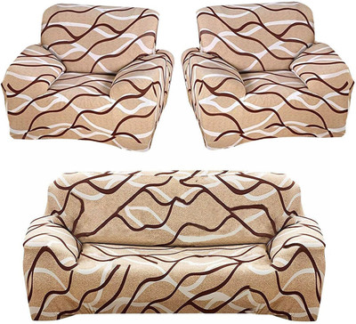 B BESTILO Polyester Checkered 3+1+1 Seater Sofa Cover(wave Strect Pack of 3)