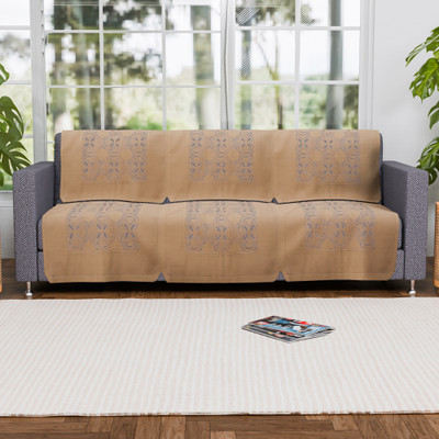 KUBER INDUSTRIES Cotton 3 Seater Sofa Geometric Cover(Pack of 6 Gold)