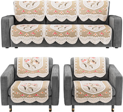 KUBER INDUSTRIES Cotton 3+2 Seater L-Shape Sofa Geometric Cover(Pack of 10 Yellow)