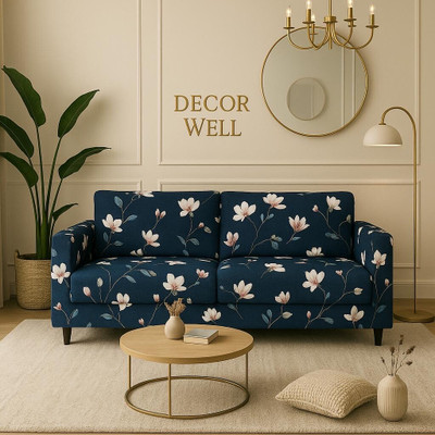 DECORWELL Polyester Plain 3 Seater Sofa Cover(Blue Pack of 1)