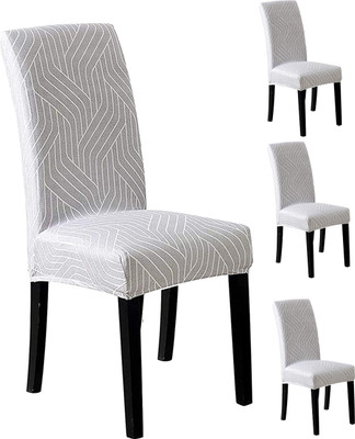 Magic Cover Polyester Abstract 1 Seater Chair Cover(Light Grey Pack of 4)