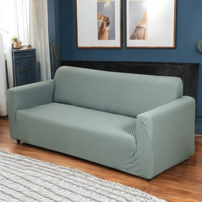HOUSE OF QUIRK Jacquard Plain 3 Seater Sofa Cover(Green Pack of 1)