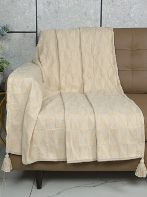 Saral Home Polyester Geometric 2 Seater Sofa Cover(Beige Pack of 1)