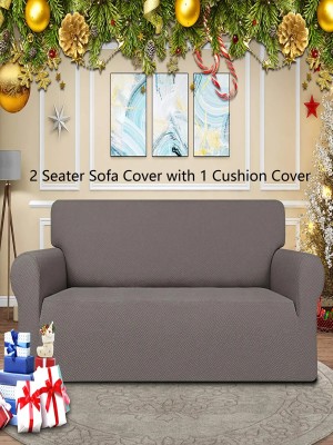 lukzer Polyester Geometric Sofa Cover(Grey Pack of 1)