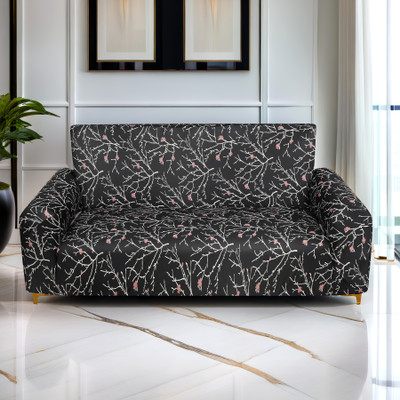 PRABHNOOR Polyester 3 Seater Sofa Floral Cover(Pack of 1 Black)