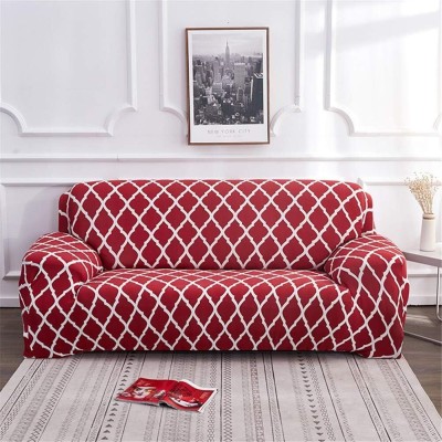 SIYA TEXTILES Polyester Striped 3 Seater Sofa Cover(Red Pack of 1)