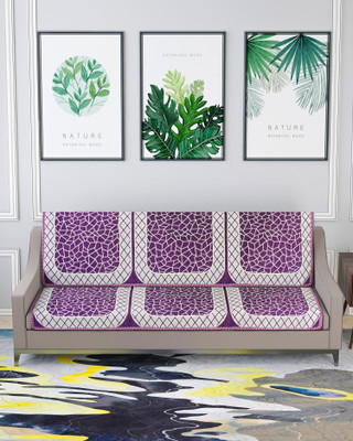 Nendle Velvet 3 Seater Sofa Abstract Cover(Pack of 2 Purple)