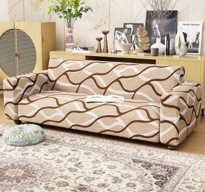lukzer Polyester 2 Seater Sofa Floral Cover(Pack of 1 Beige Lining Design)