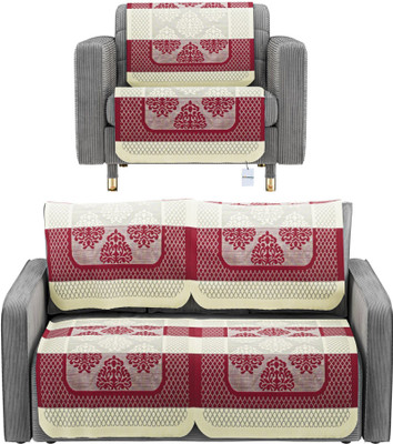 HOMESTIC Cotton 3 Seater Sofa Floral Cover(Pack of 6 Yellow, Red)