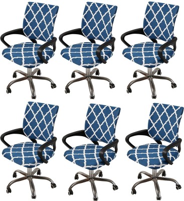 HOUSE OF QUIRK Polyester Checkered Chair Cover(Teal Diamond Pack of 6)