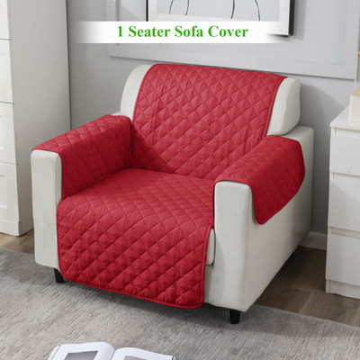 HOKiPO Polyester Plain 1 Seater Sofa Cover(Red Pack of 1)