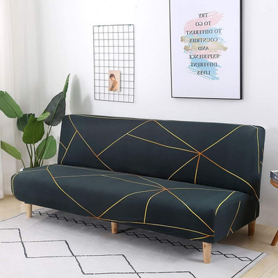 HOUSE OF QUIRK Polyester 2 Seater Sofa Striped Cover(Pack of 1 Green)