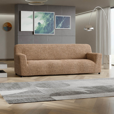 Bellissima Covers Pet Friendly 4 Seater Sofa Plain Cover(Pack of 1 Cappuccino)