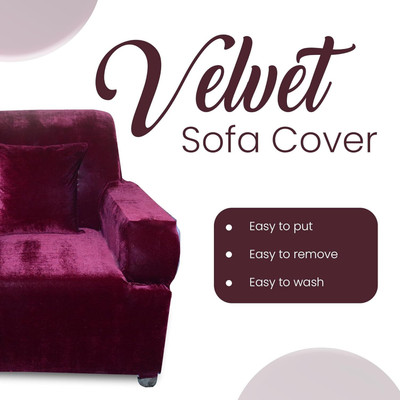 TURIYA Polyester 3 Seater Sofa Plain Cover(Pack of 1 Vine)