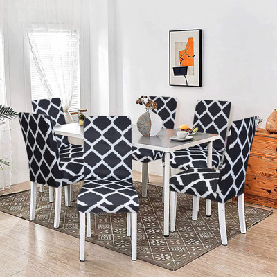 ADstore Polycotton Geometric 1 Seater Chair Cover(grey Pack of 6)